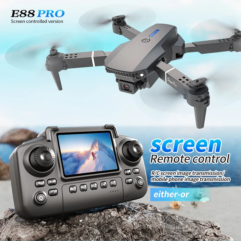 Drone Camera Hd - Dron Profesional E88 PRO con Pantalla,