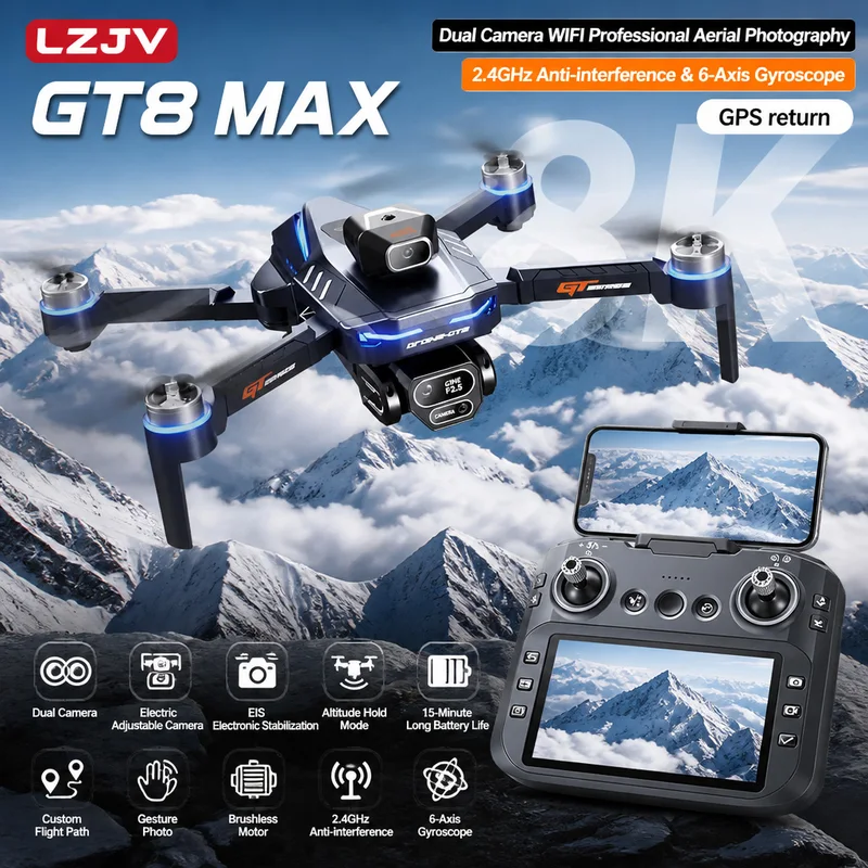 Dron Plegable GT8 Max 8K HD Pr - Drone Camera Lens reseña y precio
